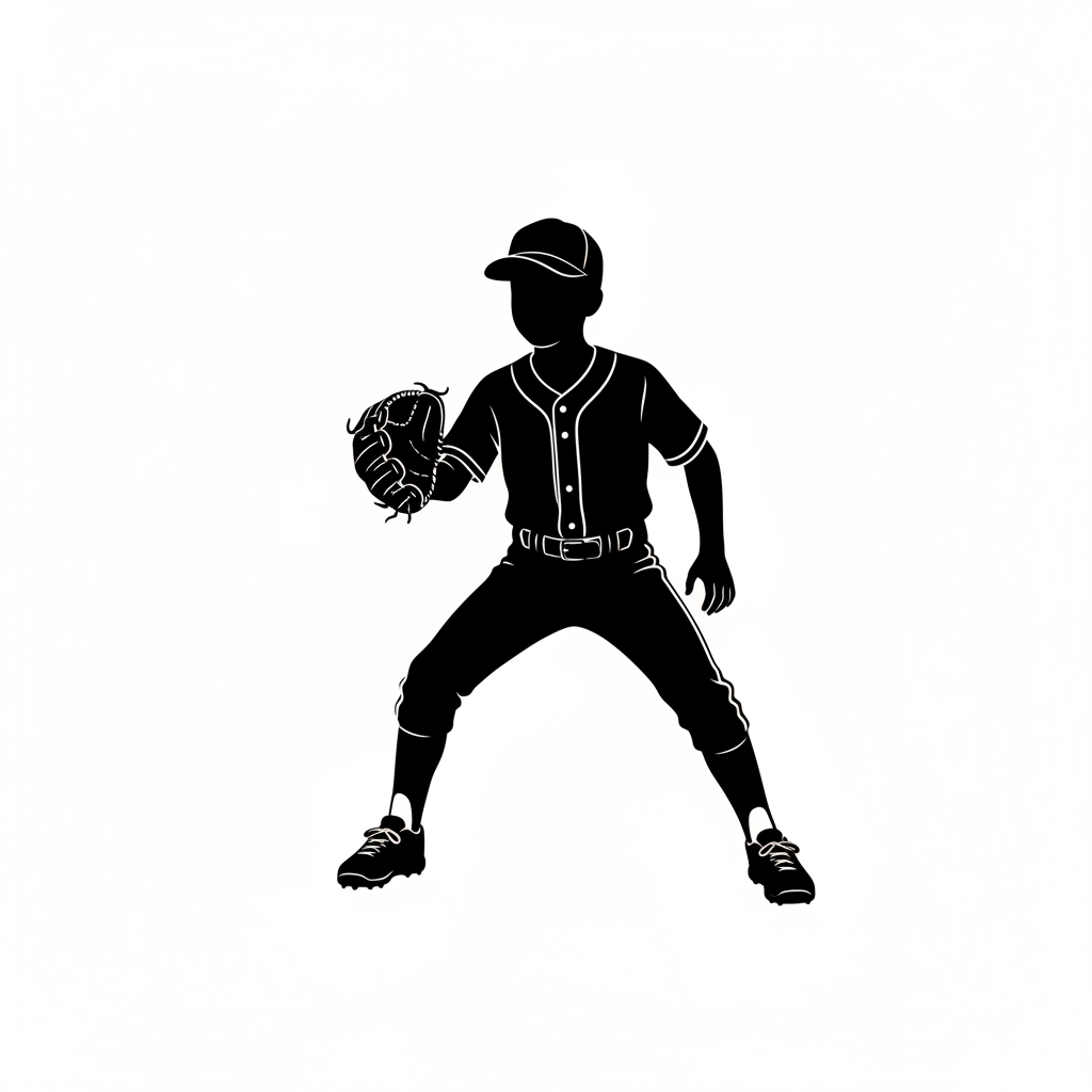 The Fielder — Fielding ready position, glove out, knees bent